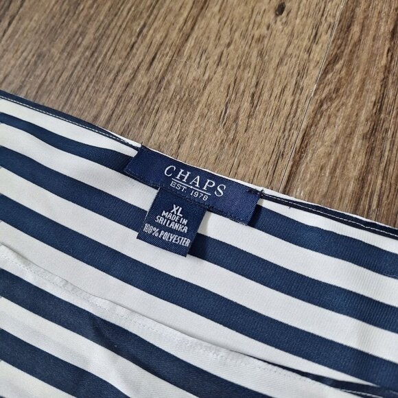 💙 Chaps Navy Striped Oversized Wide Sleeve Top Size XL/1X Nautical Preppy - Picture 6 of 8
